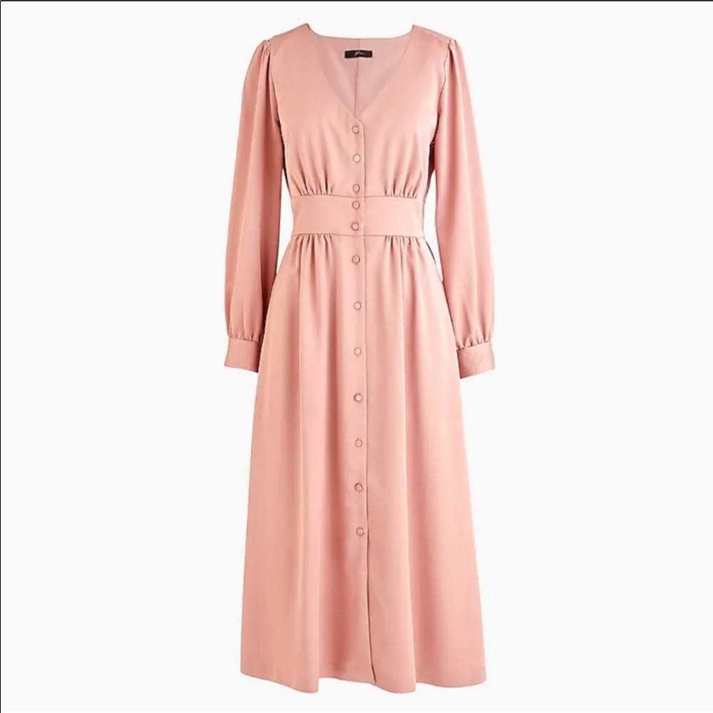 J Crew Satin Blush Midi Dress 6